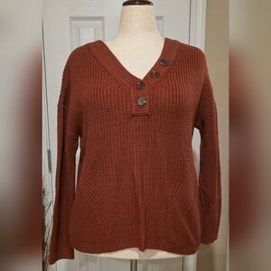 Maurices V-Neck Sweater with Button Accents